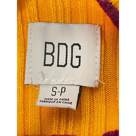 BDG Kiara Open back ribbed knit Sweater size Small Yellow/Magenta - Picture 4 of 9